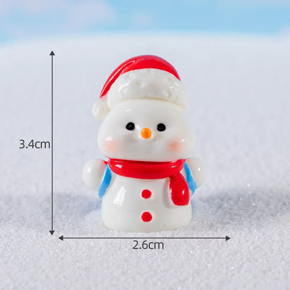 Christmas Resin Miniature Figurines – Santa, Elk & Snowman Holiday Décor Statues