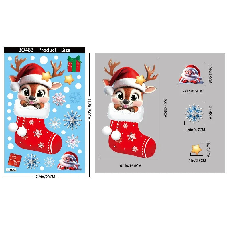 Christmas Window Stickers – Gingerbread Man, Santa, Snowman & Snowflake Decals