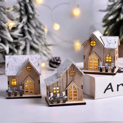 Christmas LED Wooden Cabin Ornament – Glowing Holiday House for Tree & Home Décor
