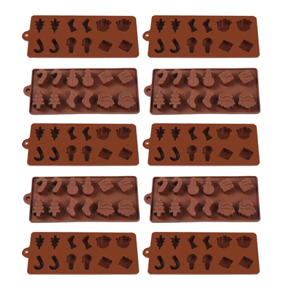 Christmas Silicone Baking Mold Set — Holiday Fondant & Chocolate Cake Decorating