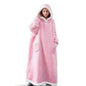 Suer Long Flannel Sherpa Wearable Blanket Winter Warm Blanket with Sleeves Hoodie Sweatshirts Oversized  TV Blanket Pullover