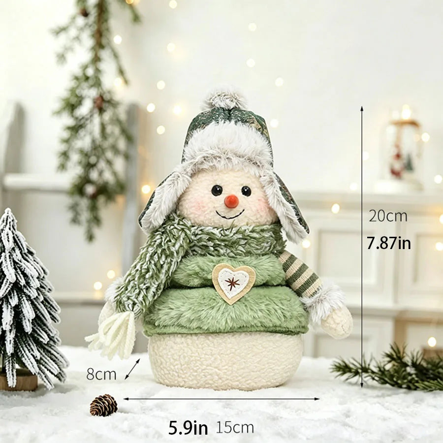 Christmas Snowman & Reindeer Scene Figurines — Holiday Shelf & Tabletop Decor