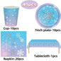 Christmas Snowflake Party Supplies Tableware Set Cups Plates Napkins Tablecloth Blue Purple Snowflake Birthday Decoration Props