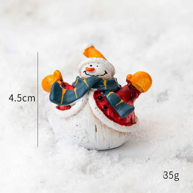 Christmas Resin Santa & Snowman Desktop Figurine – Holiday Décor & Photography Prop
