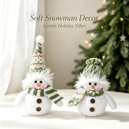 Christmas Lighted Snowman Figurine — Plush Holiday Tabletop Decor