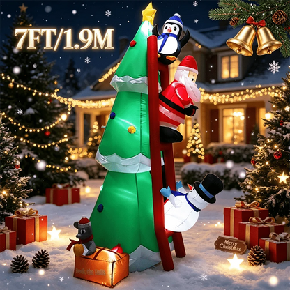 Christmas Inflatable 7FT Santa Claus Climbing Tree – Lighted Outdoor Yard Decor