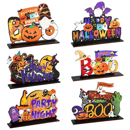 Halloween Wooden Pendant Ornaments — Pumpkin, Ghost & Trick-or-Treat Door & Party Decor