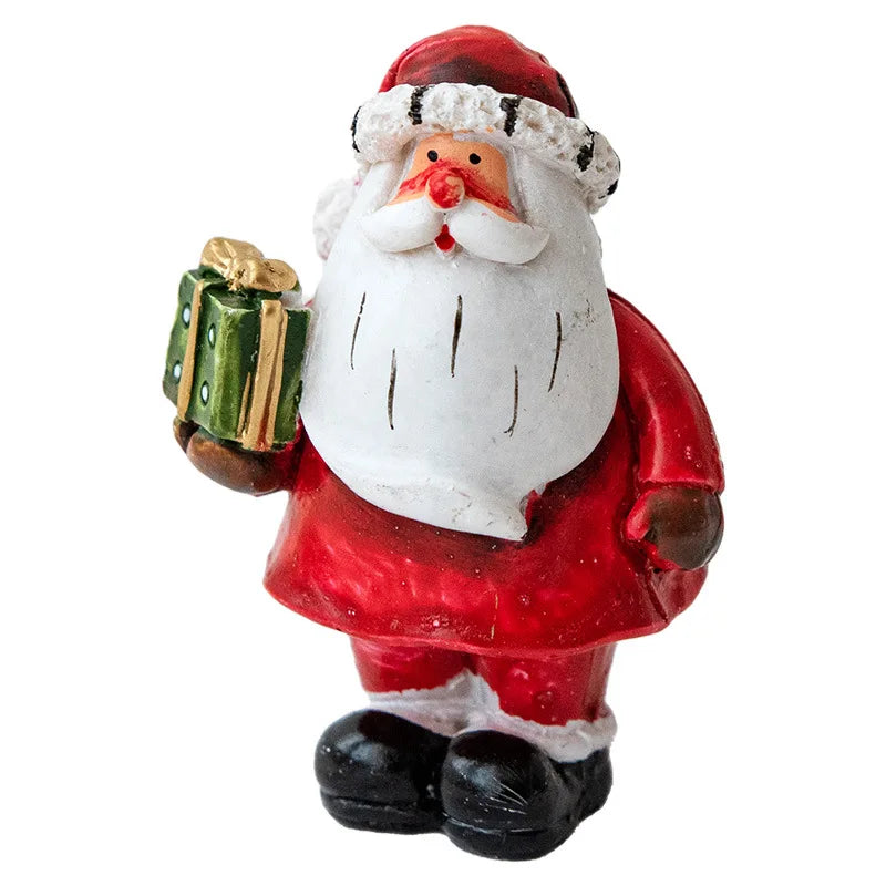 Christmas Resin Santa & Snowman Desktop Figurine – Holiday Décor & Photography Prop