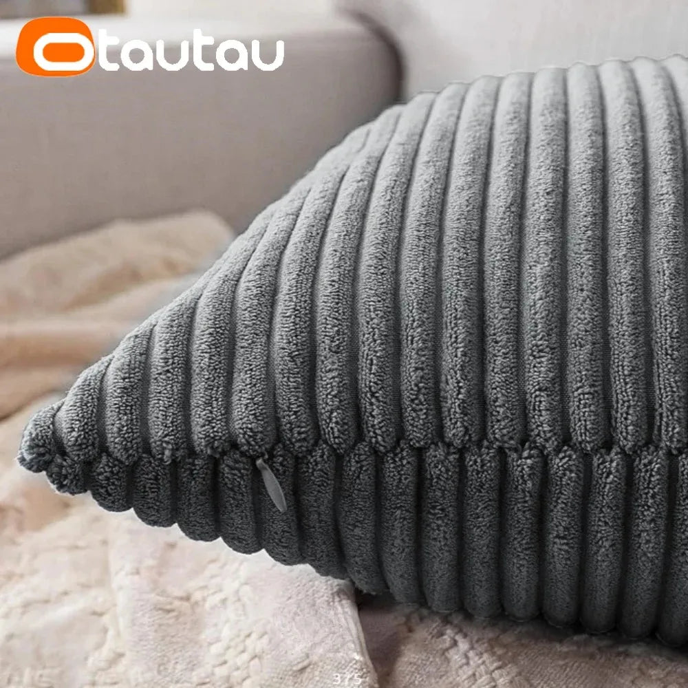 Cotton Corduroy Cushion Cover — Textured Throw Pillowcase, Insert Not Included
