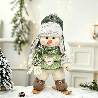 Christmas Snowman & Reindeer Scene Figurines — Holiday Shelf & Tabletop Decor