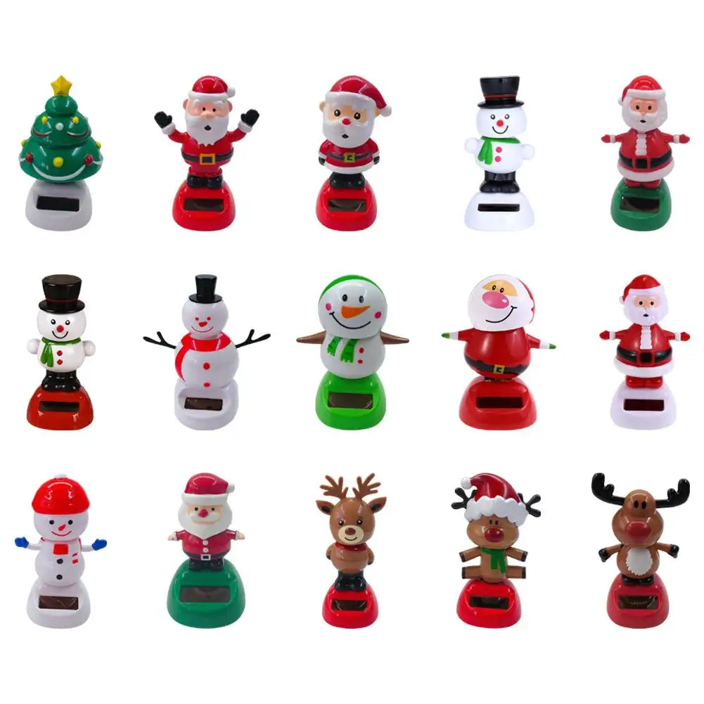 Solar Dancing Christmas Car Ornaments – Santa, Snowman, Reindeer & Tree Bobblehead Figures