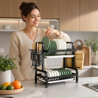 2&3 Tier Kitchen Dish Rack Bowl Plate Holder Counter Storage Organizer