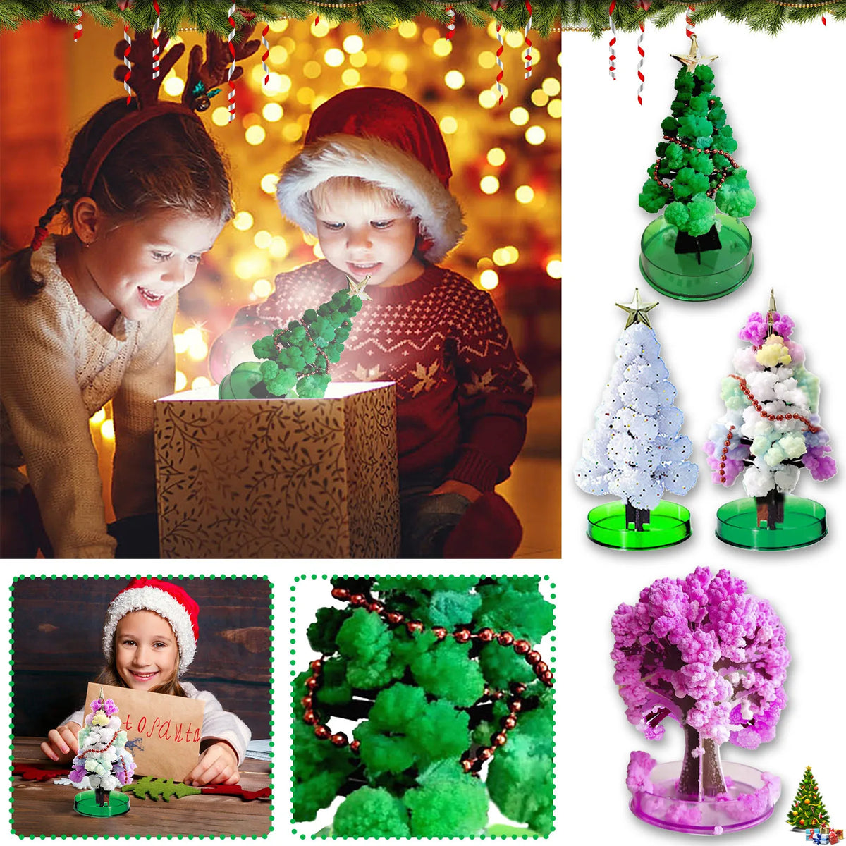 Magic Crystal Growing Christmas Tree — Science Novelty Holiday Decoration