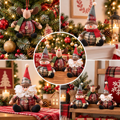 Christmas Plush Dolls – Reindeer, Santa & Snowman Holiday Character Figures