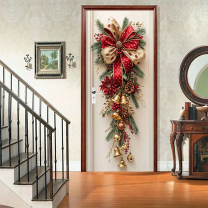 Christmas Red Bells & Greenery Wall Hanging — Holiday Door Decoration