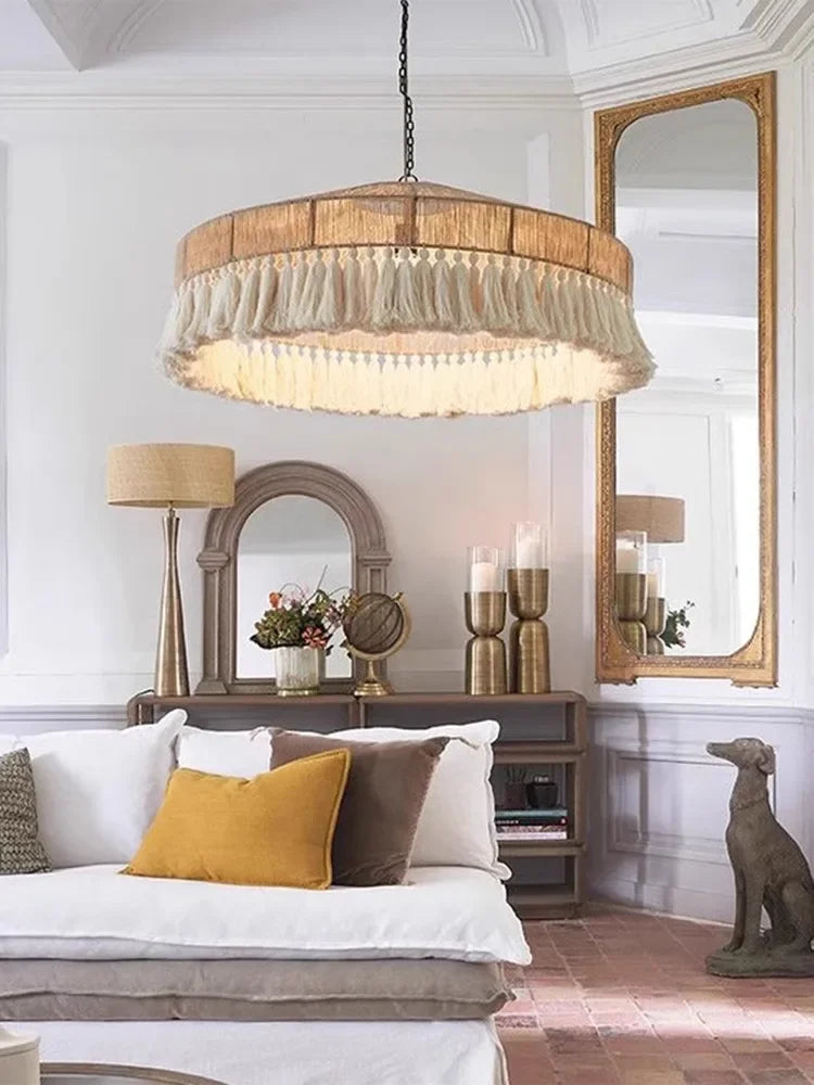 Retro Wabi-Sabi Rattan Handmade Pendant Light — Nordic Boho Chandelier