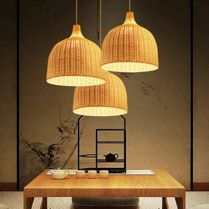 Southeast Asia Hand-Woven Rattan Pendant Chandelier — Boho Bamboo Lantern