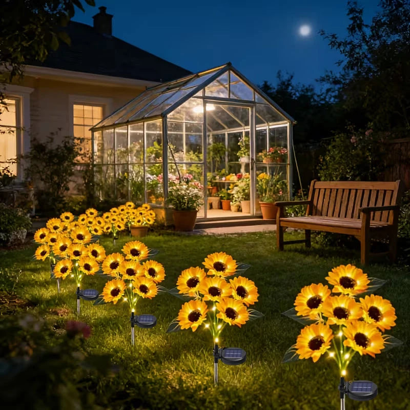 Solar Sunflower Garden Lights — Waterproof Outdoor Decor