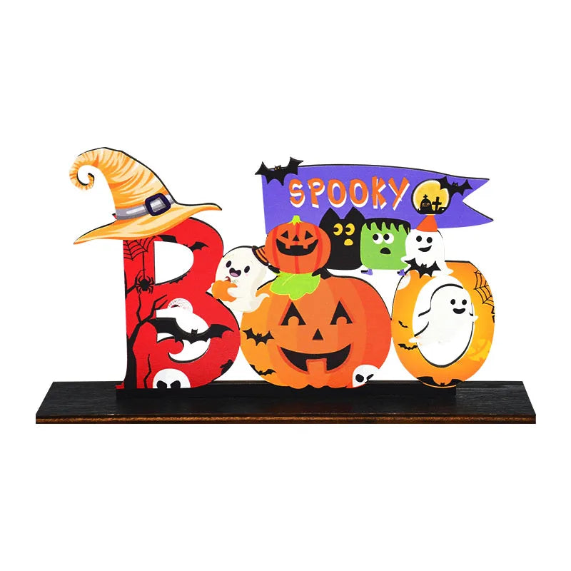 Halloween Wooden Pendant Ornaments — Pumpkin, Ghost & Trick-or-Treat Door & Party Decor