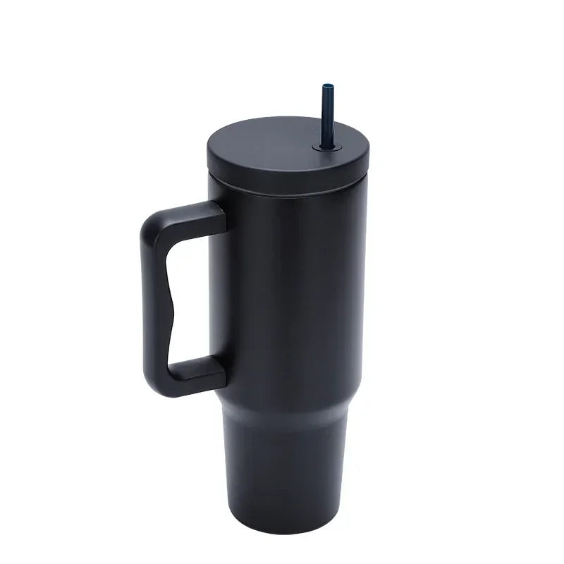 1pc 1200ml Leakproof 40oz Stainless Steel Tumbler with Handle and Straw Perfect for Outdoor Activities, Hiking, Running, Cycling
