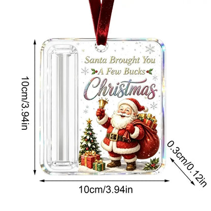 Christmas Acrylic Cash Holder Ornament — Reusable Holographic Money Gift