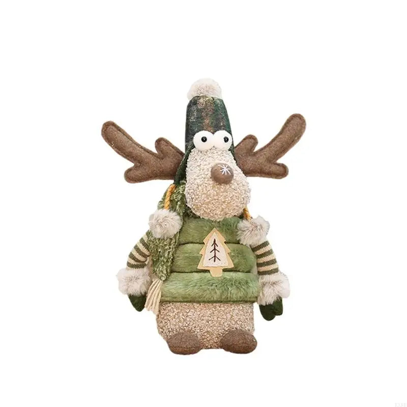 Plush Santa Hat Reindeer Doll — Christmas Tree & Shelf Decoration