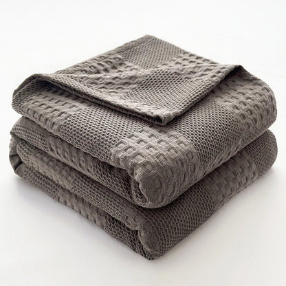 100% Cotton Waffle Throw Blanket — All-Season Sofa & Bed Cover