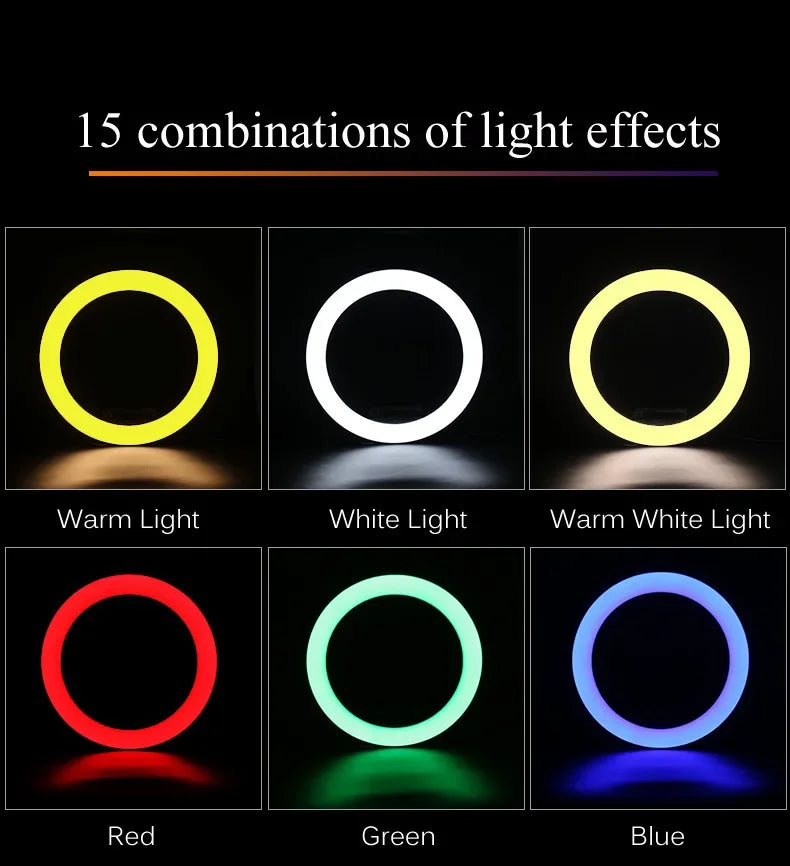RGB Ring Light Lamp with Remote — LED Video & Live Streaming Light for Smartphones