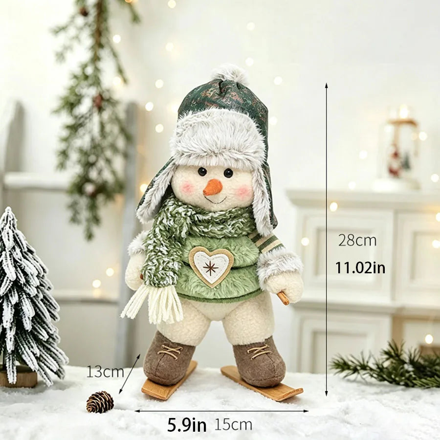 Christmas Snowman & Reindeer Scene Figurines — Holiday Shelf & Tabletop Decor