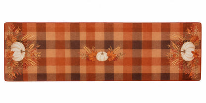 Fall Pumpkin Plaid Table Runner Autumn Harvest Maple Leaf Print Dining Table Decor Farmhouse Thanksgiving Home Decoration