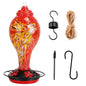 33oz Hand Blown Hummingbird Feeder with 5 Flower Feeding Port Perch Ant Moat Hanging Hook S Hook Hemp Rope Cleaning Brush for