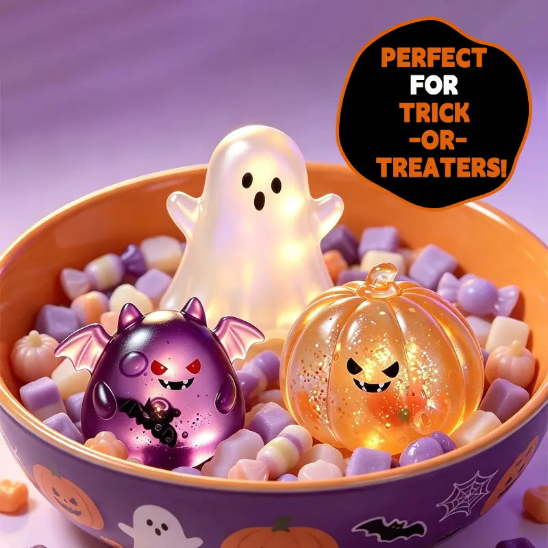 Unisex Halloween TPR Squishy Toy Set - Spooky Ghost/Demon, Bat & Pumpkin Designs, Slow-Rise Stress Relief Fidget Toys, Funny Party Favors & Trick-Or-Treat Bag Fillers