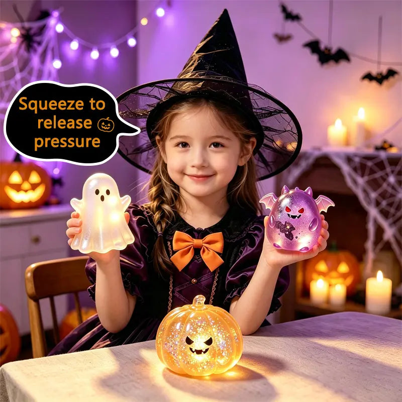 Unisex Halloween TPR Squishy Toy Set - Spooky Ghost/Demon, Bat & Pumpkin Designs, Slow-Rise Stress Relief Fidget Toys, Funny Party Favors & Trick-Or-Treat Bag Fillers