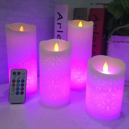 Dancing Flame RGB LED Pillar Candle with Remote Control