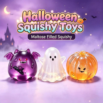 Unisex Halloween TPR Squishy Toy Set - Spooky Ghost/Demon, Bat & Pumpkin Designs, Slow-Rise Stress Relief Fidget Toys, Funny Party Favors & Trick-Or-Treat Bag Fillers