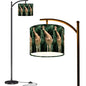 Tall Giraffe with Greenery Arc Floor Lamp with Shade (Made in USA)
