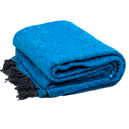 Aqua Blue Mexican Blanket
