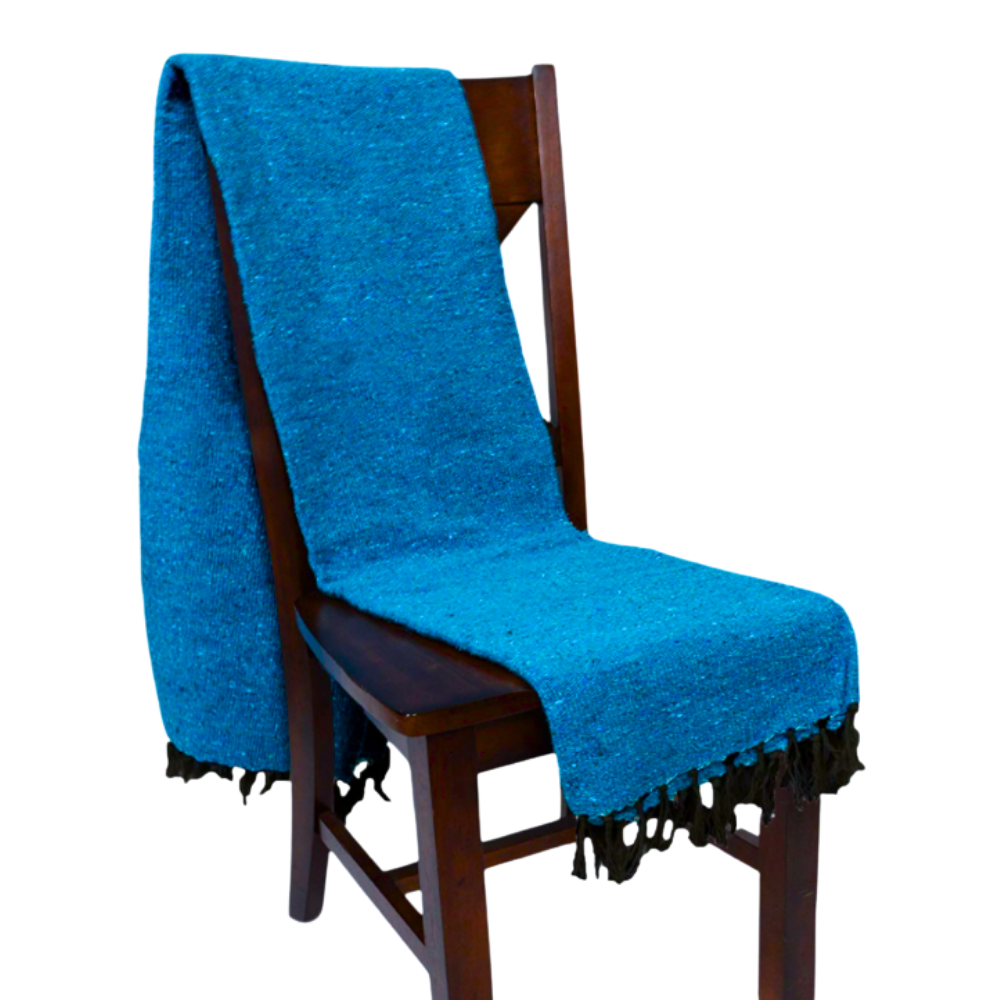 Aqua Blue Mexican Blanket