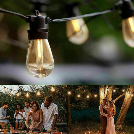 LED 15x S14 Bulbs Globe String Lights Commercial Grade Patio Outdoor Garden