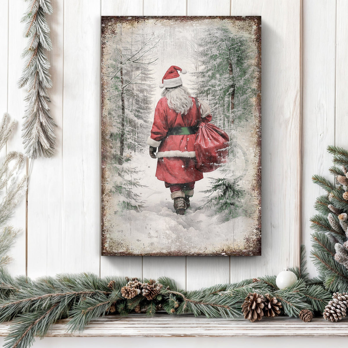 Vintage Christmas Santa Claus Wall Art