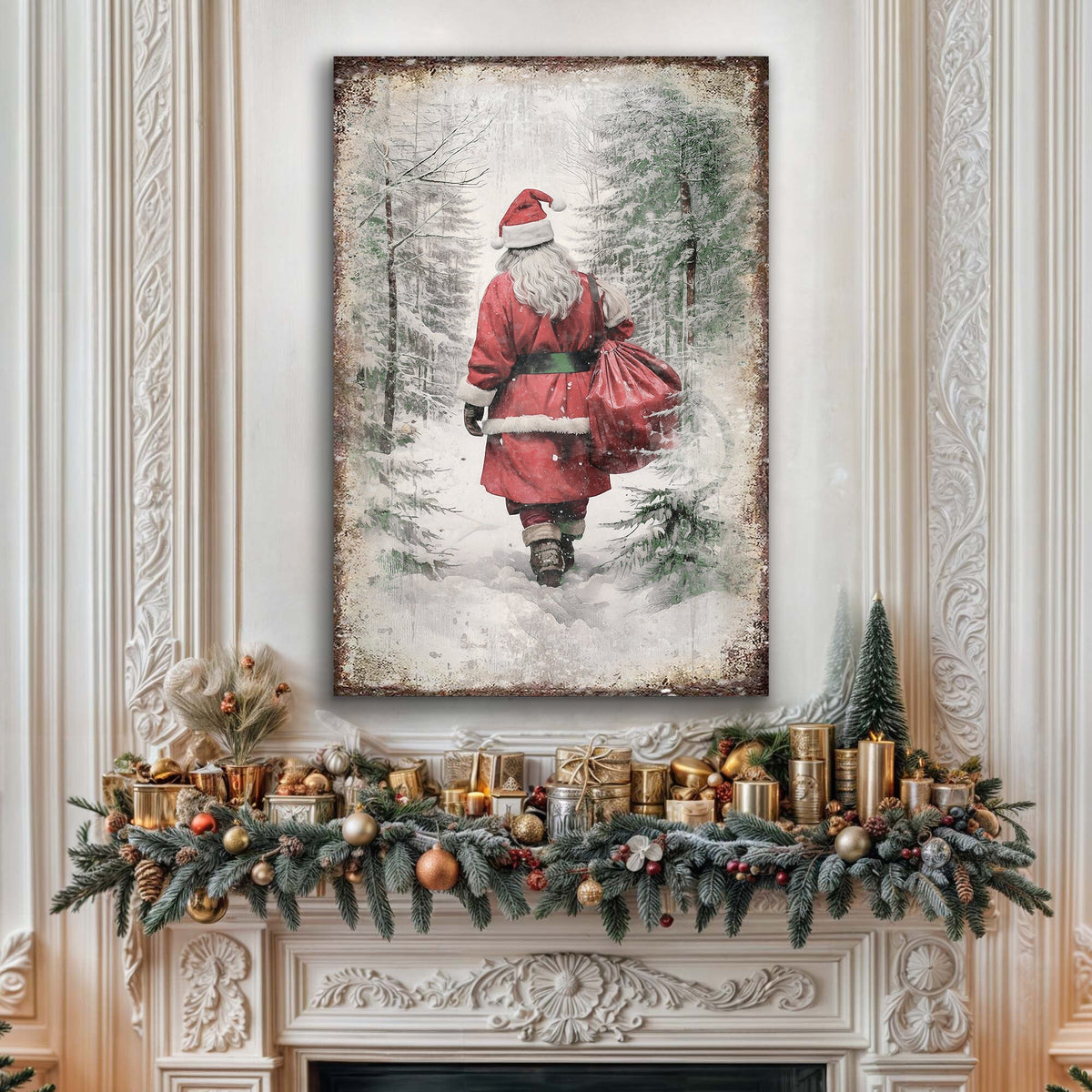 Vintage Christmas Santa Claus Wall Art