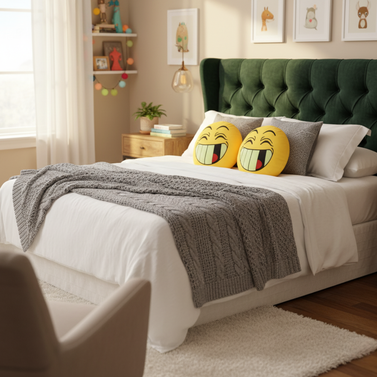 Squishy Emoji Microbead Throw Pillow