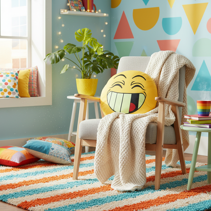 Squishy Emoji Microbead Throw Pillow